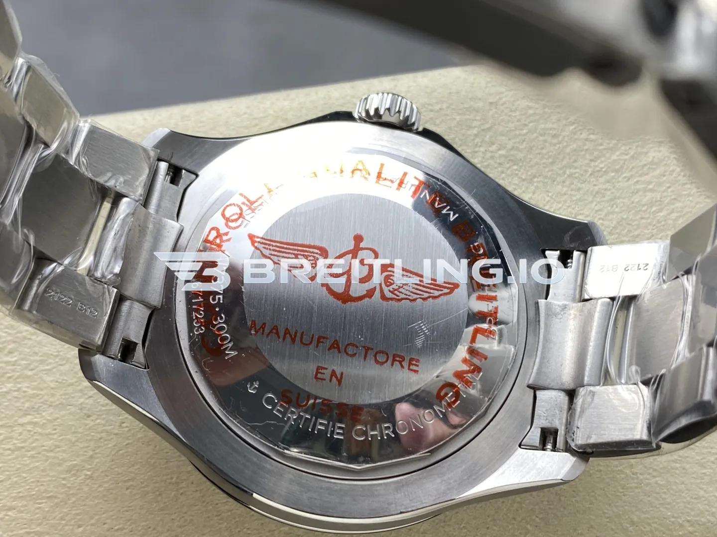 Breitling Superocean A17376211C1A1 44mm Deep Blue Sunburst Dial Black Ceramic Unidirectional Rotating Bezel Replica Back View