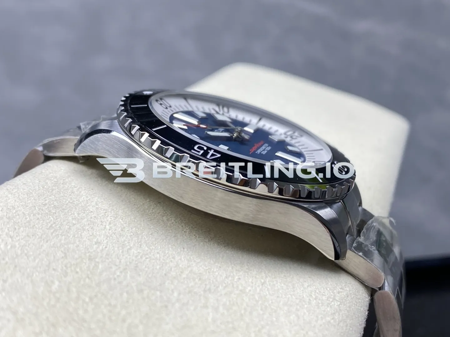 Breitling Superocean A17376211C1A1 44mm Deep Blue Sunburst Dial Black Ceramic Unidirectional Rotating Bezel Replica Left View