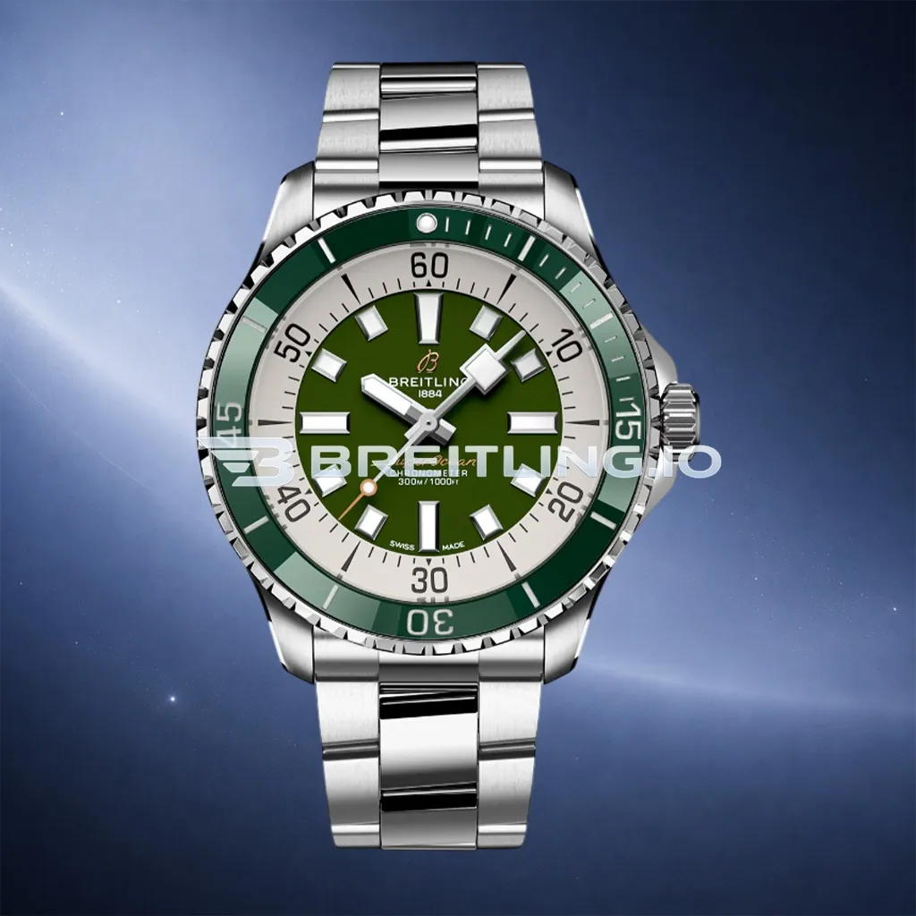Breitling Superocean A17376A31L1A1 44mm Military Green Sunburst Dial Green Ceramic Unidirectional Rotating Bezel Replica First Image