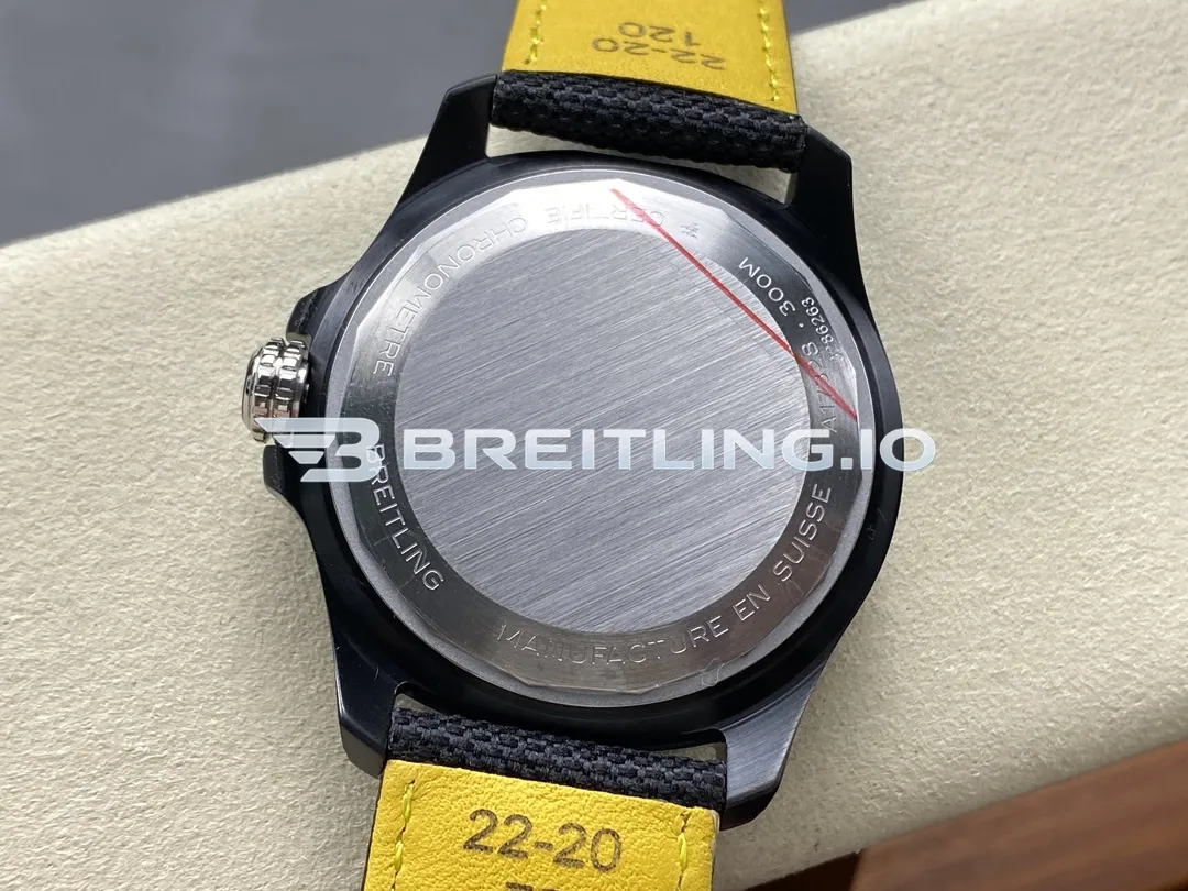Breitling Avenger S17328101B1X1 42mm Black Camouflage Dial Black Ceramic Bidirectional GMT Bezel Replica Back View