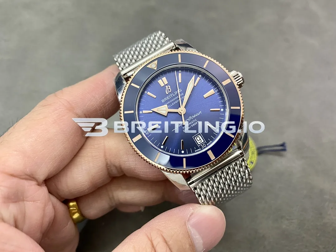 Breitling Superocean Heritage B20 UB2010161C1A1 42mm Royal Blue Sunburst Dial Blue Ceramic Rotating Bezel Replica Side View