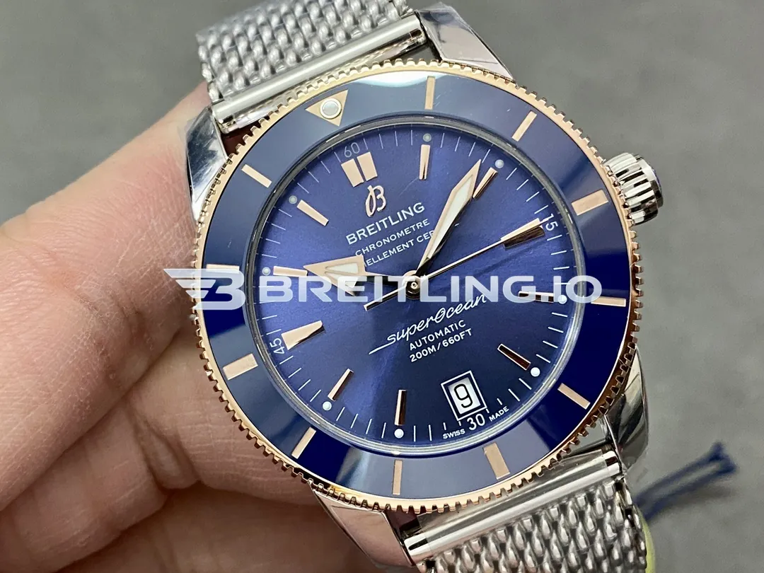 Breitling Superocean Heritage B20 UB2010161C1A1 42mm Royal Blue Sunburst Dial Blue Ceramic Rotating Bezel Replica Dial Detail 1