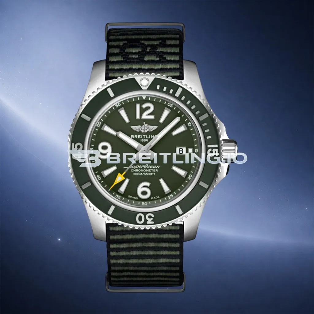Breitling Superocean A17367A11L1W1 44mm Military Green Matte Dial Green Unidirectional Rotating Bezel Replica First Image