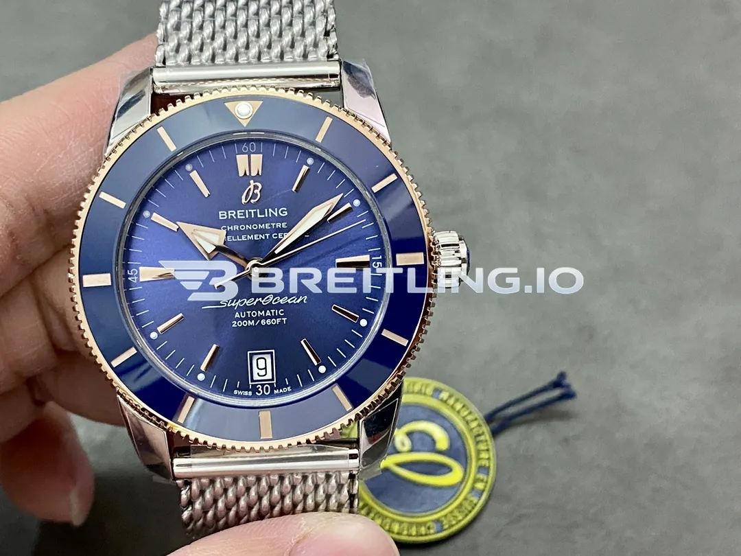 Breitling Superocean Heritage B20 UB2010161C1A1 42mm Royal Blue Sunburst Dial Blue Ceramic Rotating Bezel Replica Front View