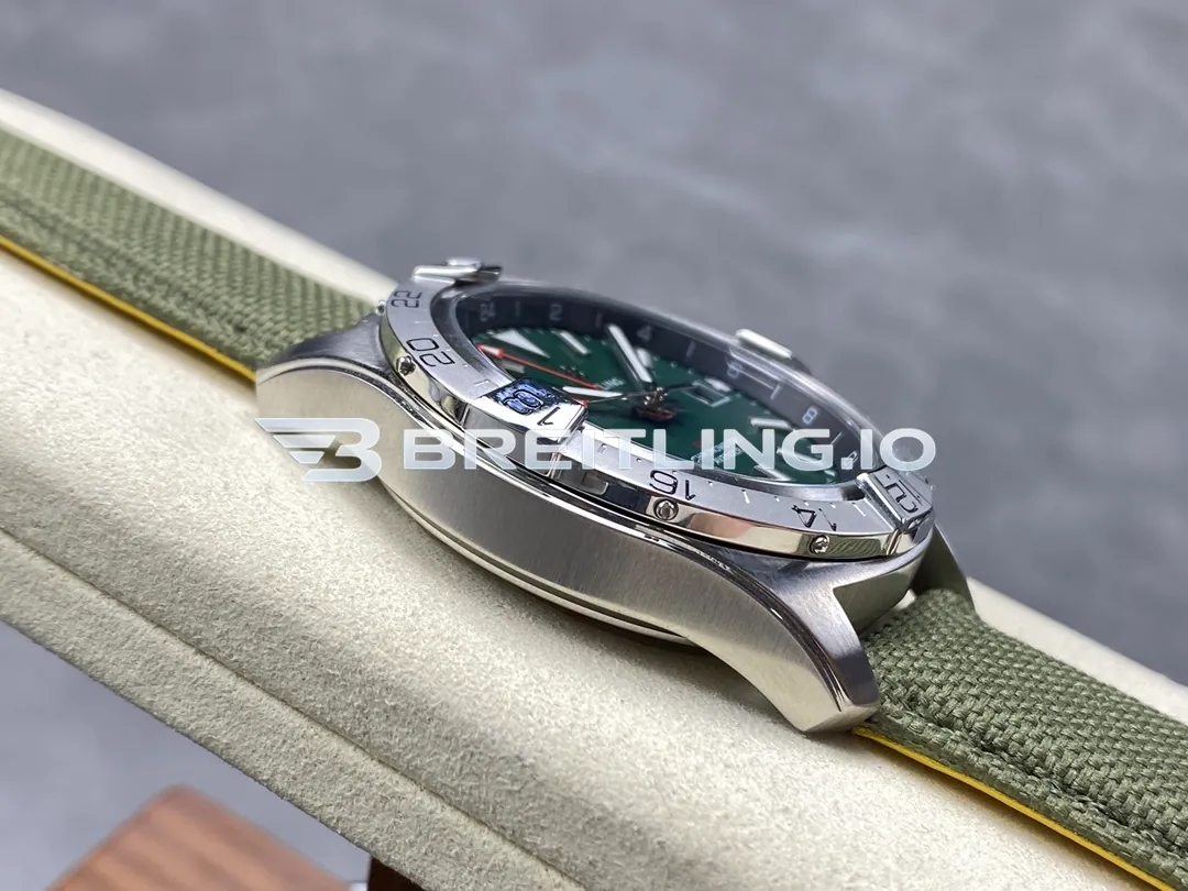 Breitling Avenger A17328101L1X1 42mm Military Green Dial Brushed Satin Stainless Steel Bidirectional GMT Bezel Replica Left View