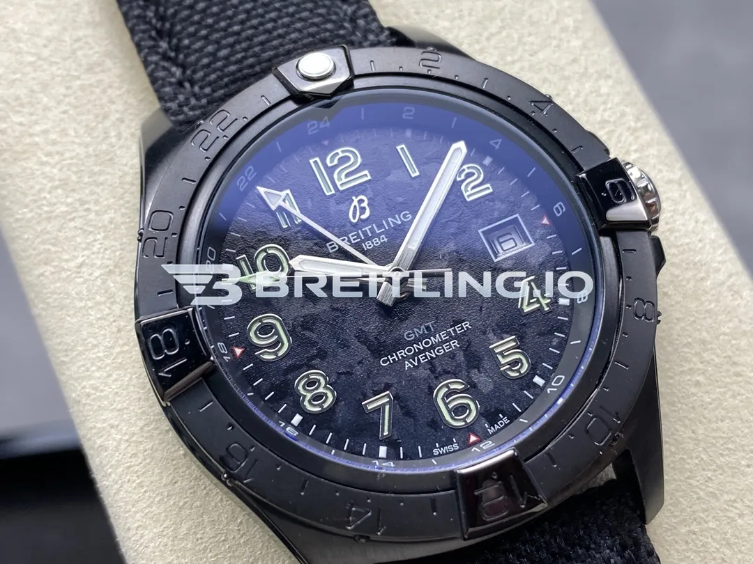 Breitling Avenger S17328101B1X1 42mm Black Camouflage Dial Black Ceramic Bidirectional GMT Bezel Replica Dial Detail 1