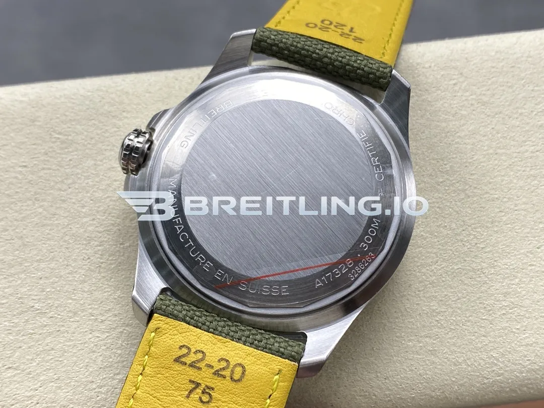 Breitling Avenger A17328101L1X1 42mm Military Green Dial Brushed Satin Stainless Steel Bidirectional GMT Bezel Replica Back View