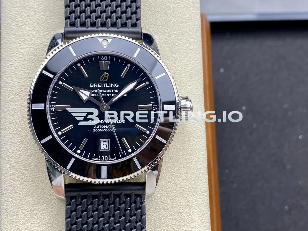 Breitling Superocean Heritage B20 AB2020121B1S1 46mm Black Sunburst Dial Black Ceramic Unidirectional Rotating Bezel Replica Front View
