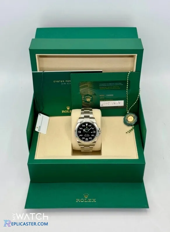 Rolex Air-King 40mm black dial front view