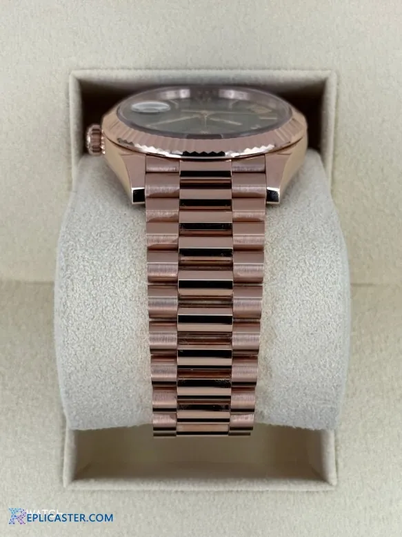 Rolex Day-Date 40mm crown and case side detail