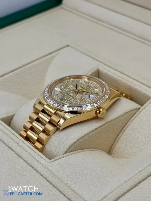 Rolex Day-Date 40mm gold bracelet close-up