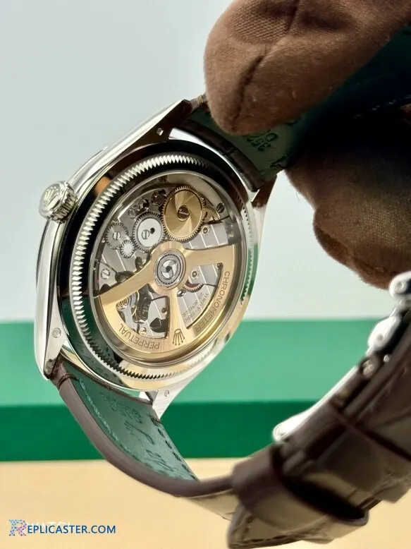 Ice blue dial detail of Rolex 1908 replica