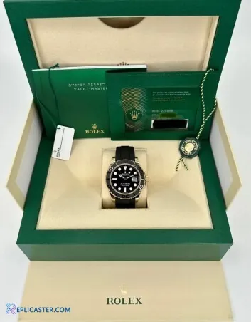 Rolex Yacht-Master 42mm gold black dial front view