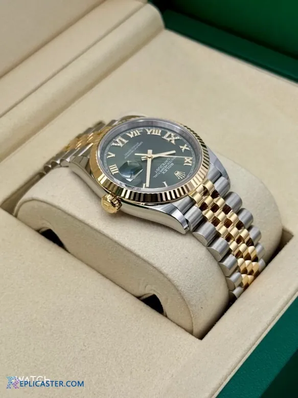 Datejust 36mm replica dial detail, green face