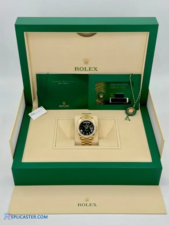 Rolex Day-Date 40mm gold watch, front view