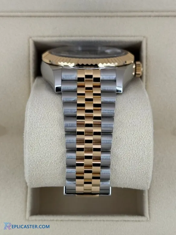 Replica watch clasp, gold and steel