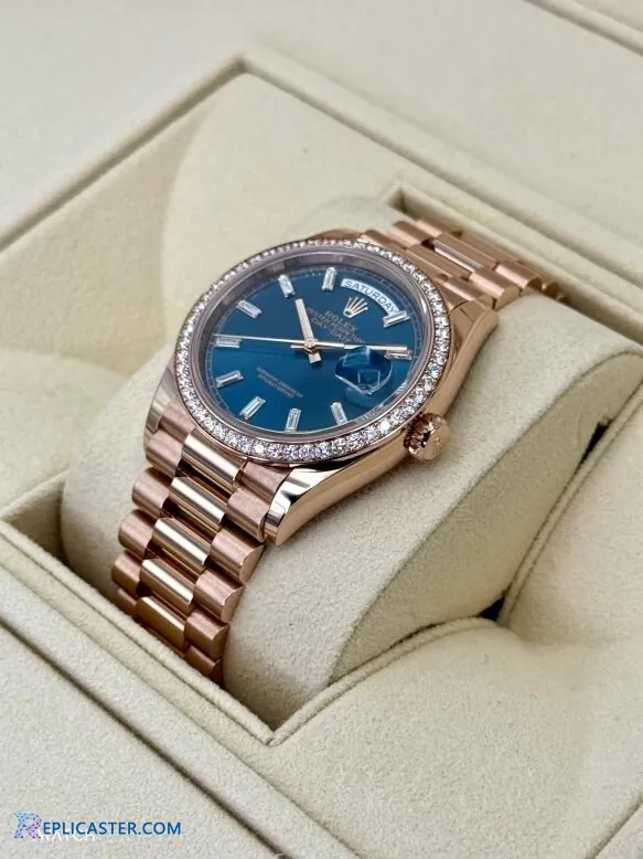 Rolex Day-Date 36mm - Fluted Rose Gold Bezel Close-up