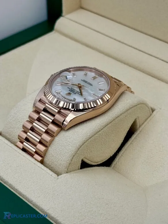 Rolex Day-Date 40mm rose gold case detail