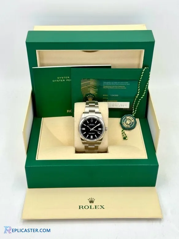 Rolex Oyster Perpetual 41mm black dial front view