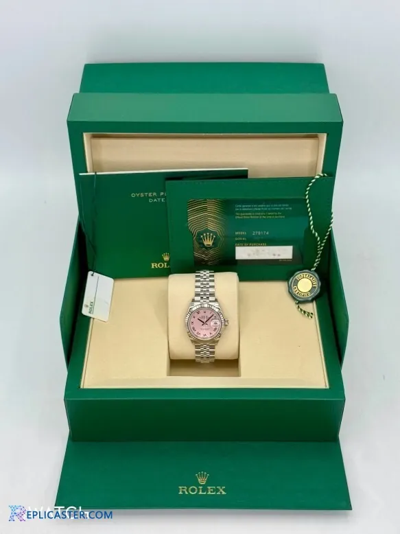 Rolex Lady Datejust 28mm pink dial front view