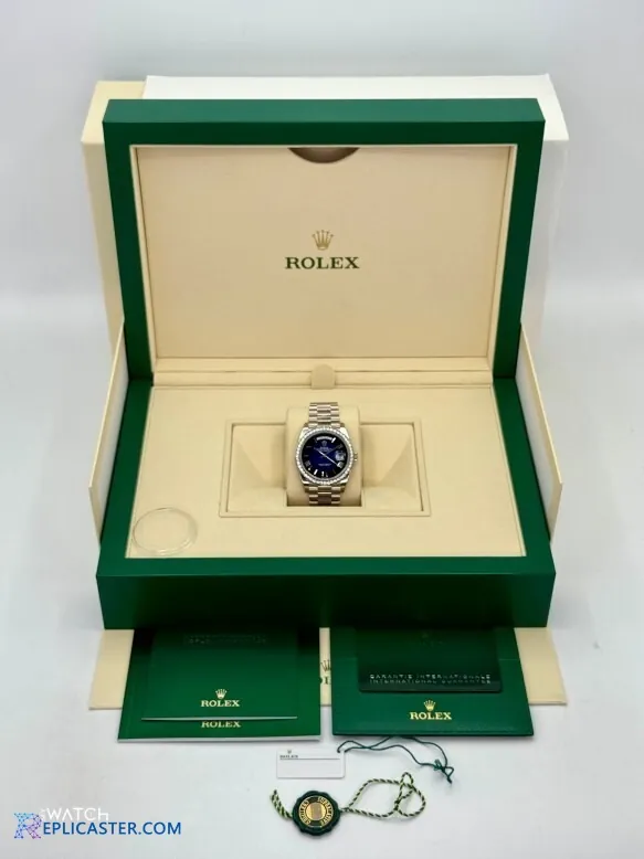 Rolex Day-Date 40mm blue dial front view