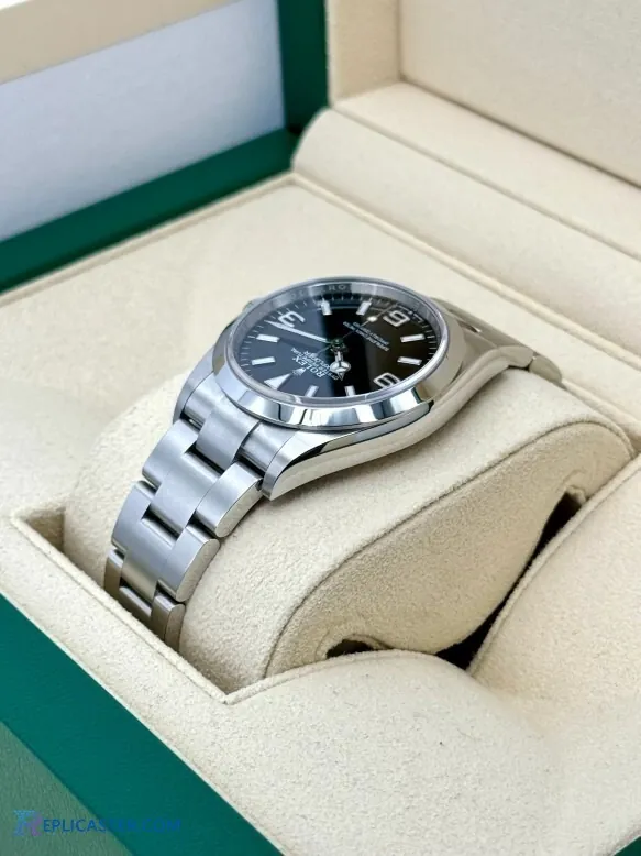 Rolex Explorer 36mm stainless steel band close-up