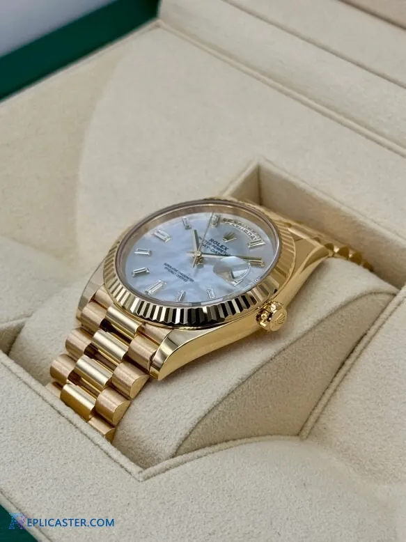 Rolex Day-Date fluted bezel close-up