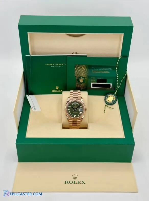 Rolex Day-Date 40mm Rose Gold Olive Dial - Front View