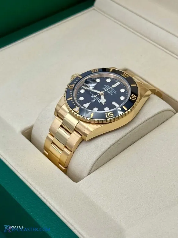 Rolex Submariner 41mm yellow gold case detail