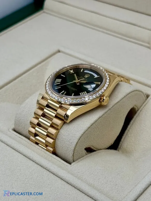 Rolex Day-Date fluted bezel close-up