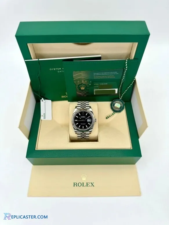 Rolex Datejust 41mm black dial front view