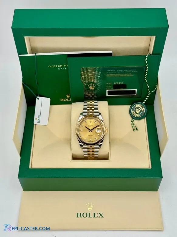 Rolex Datejust 41mm Champagne Diamond Dial front view