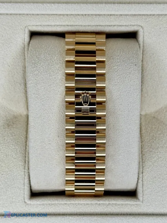 Rolex Day-Date 40mm gold watch, angled view