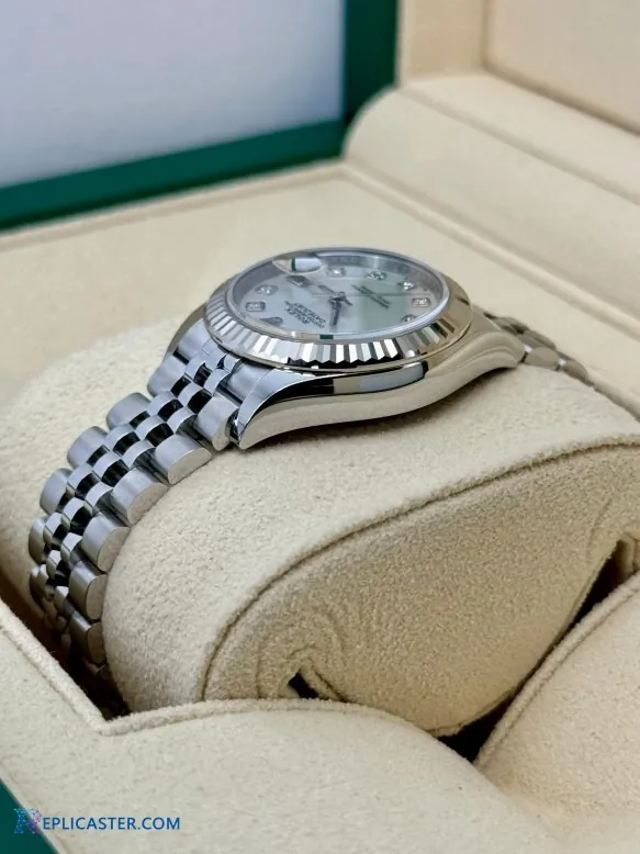 Rolex 28mm watch with diamond bezel
