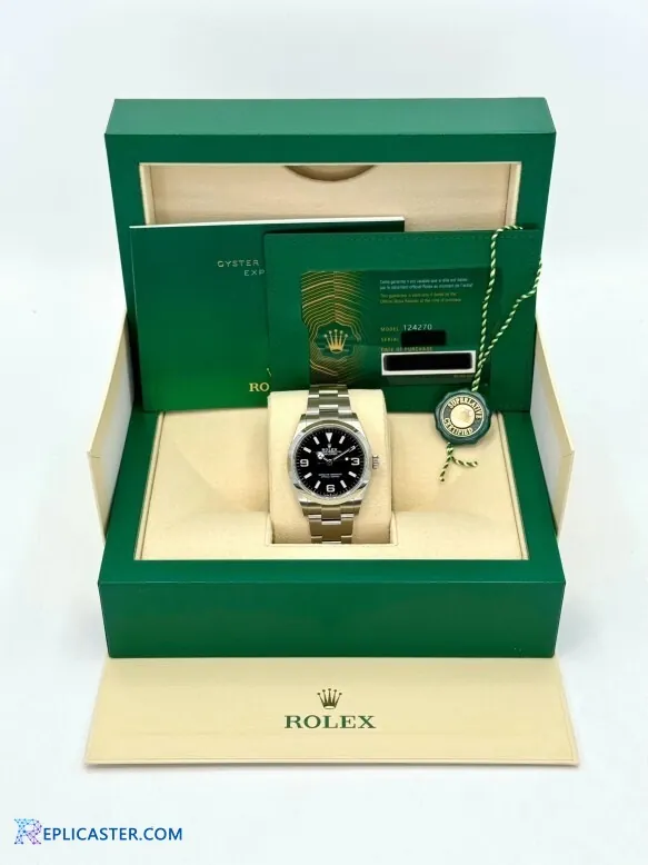 Rolex Explorer 36mm black dial front view