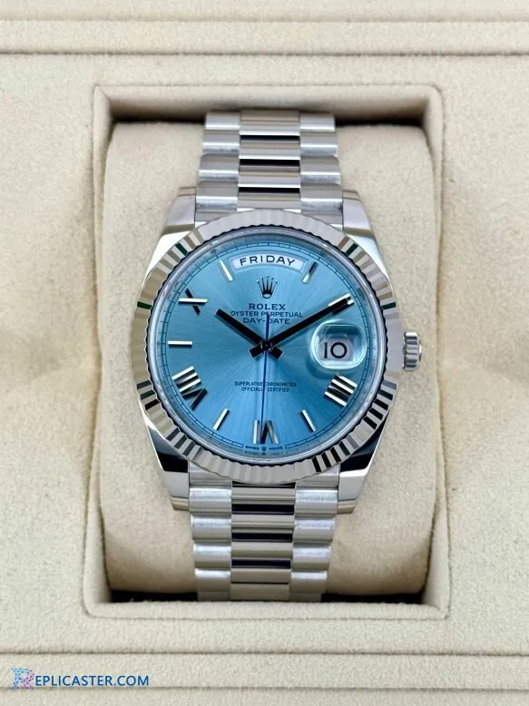 Rolex Day-Date 40mm, ice blue dial & hands