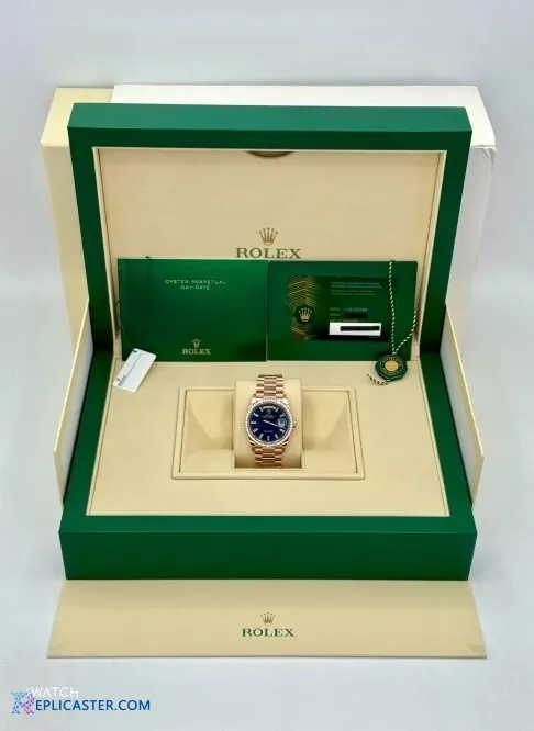 Rolex Day-Date 36mm Rose Gold Blue Dial - Front View
