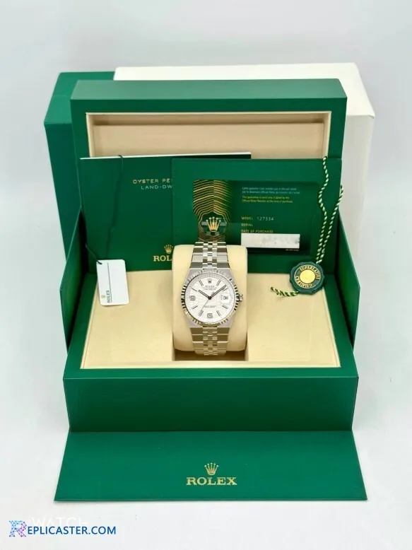 Rolex Land-Dweller 40mm white dial front view