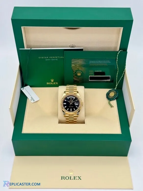 Rolex Day-Date 40mm gold watch, front view