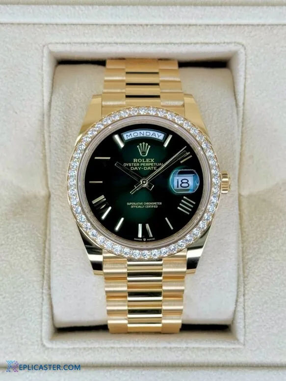 Rolex Day-Date 40mm gold watch, full view
