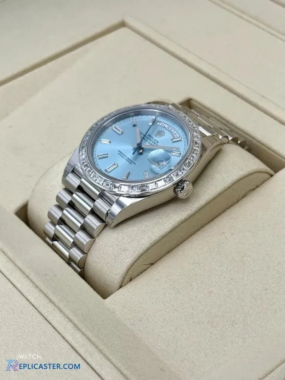 Rolex Day-Date crown and bezel detail