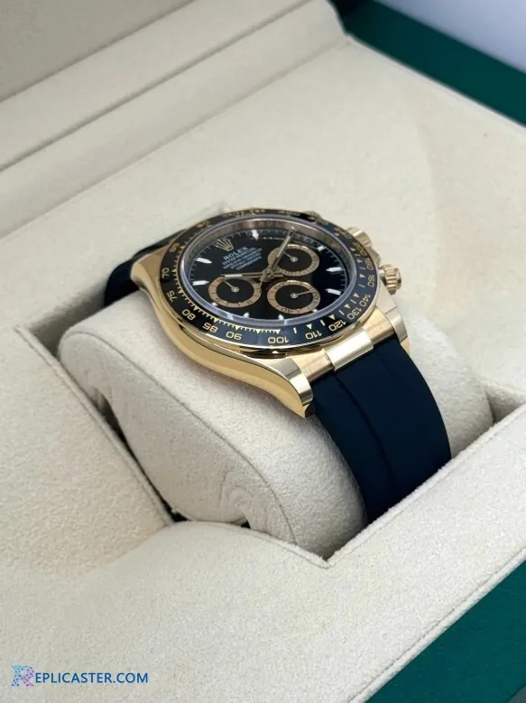 Daytona 40mm replica black rubber strap